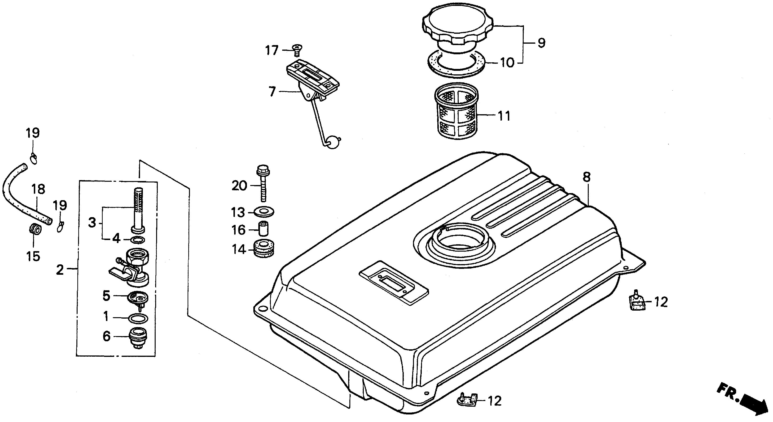 Parts for Generators EB EB3500 EB3500X A EA6-3000001-3100000 FUEL TANK (EM,  EB) | Honda Generators of Tampa, image size:3268x1788